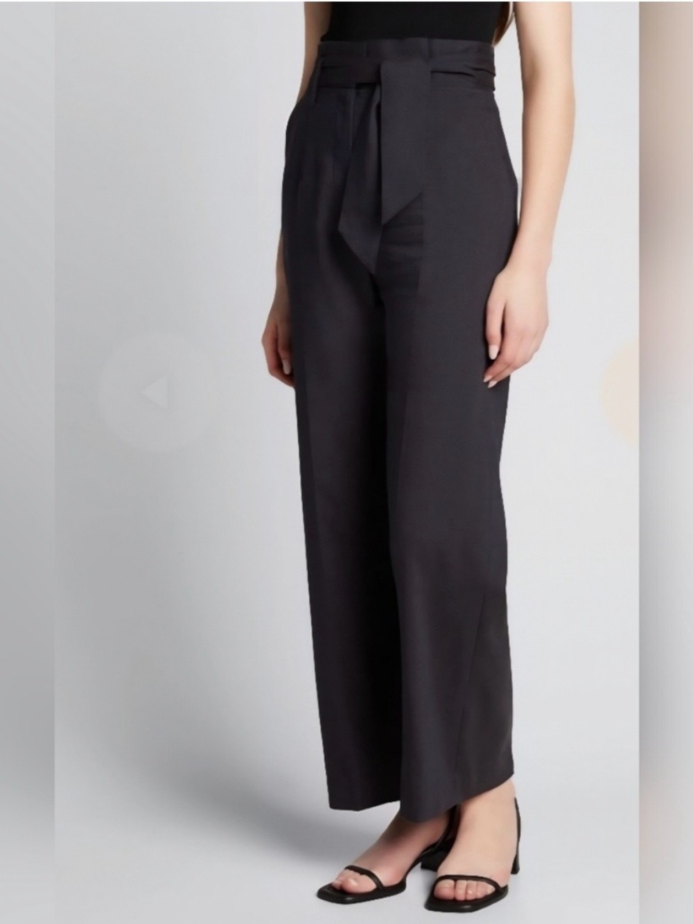 Veronica Beard Elice Wide Leg Paper Bag Waist Pants Linen Wool